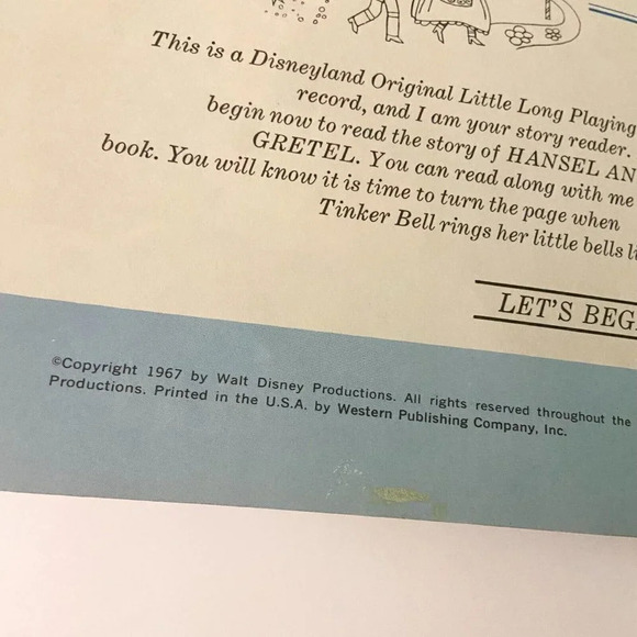 Vintage 1967 Disney Hansel and Gretel 7 Inch Record and Book - Picture 4 of 15